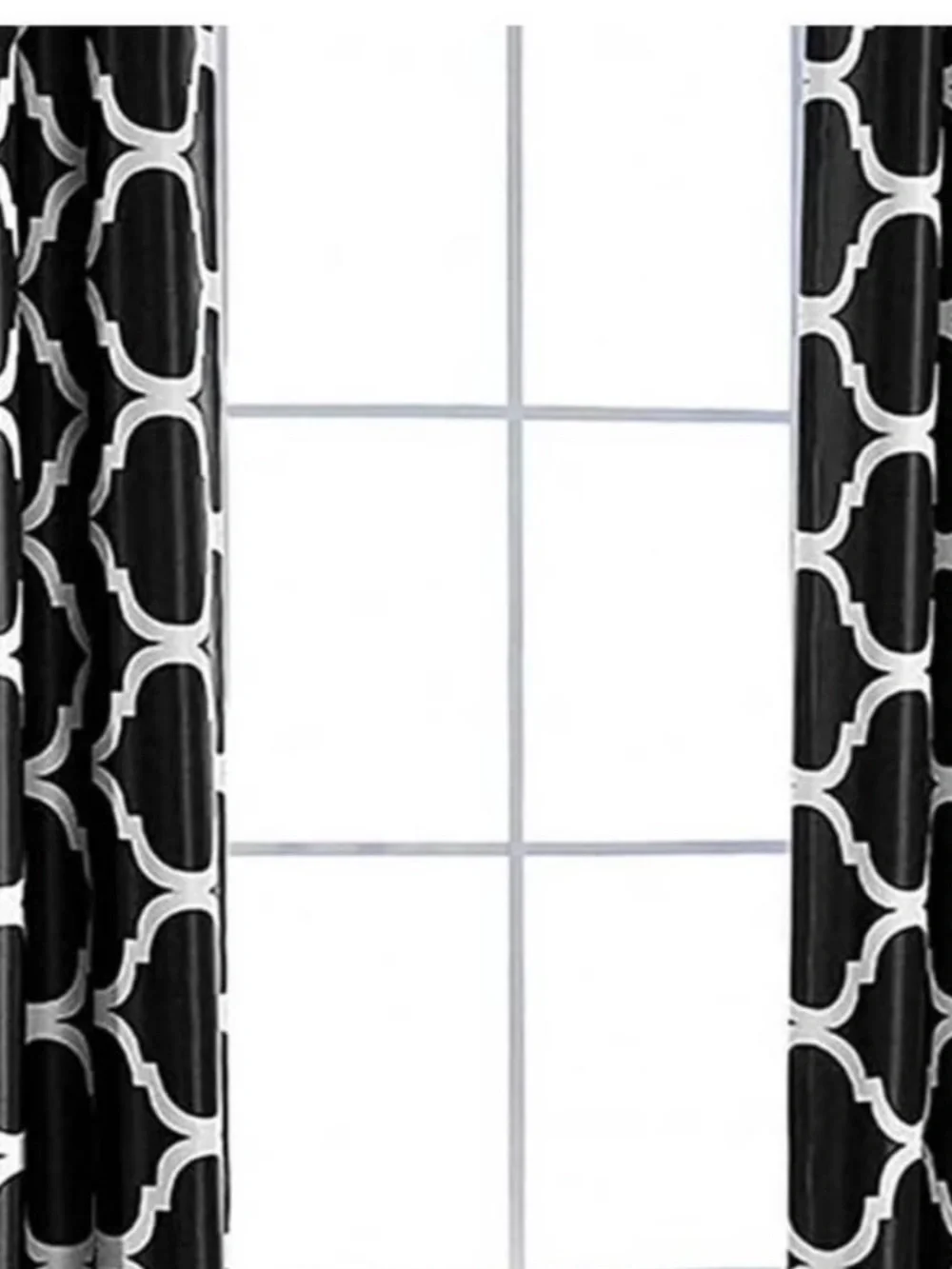 Black & White Boho Bohemian Morocan Panel Curtains Set of 2 Geometric Curtains